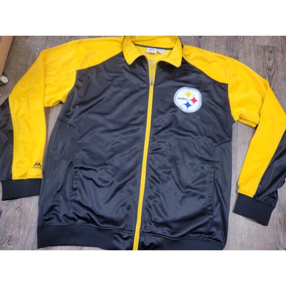 MAJESTIC Pittsburgh Steelers Full Zip Lightweight Polyester Jacket Men 2XT Tall - Picture 1 of 4